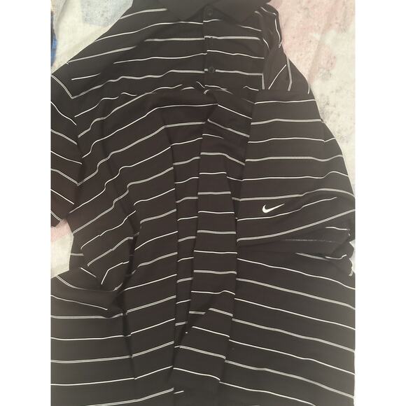 Nike Golf Dri-Fit Men's Performance Polo Shirt Black & White Striped Size XXL - Picture 3 of 4
